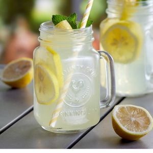 Set of 5 County Fair Drinking Jars w handles